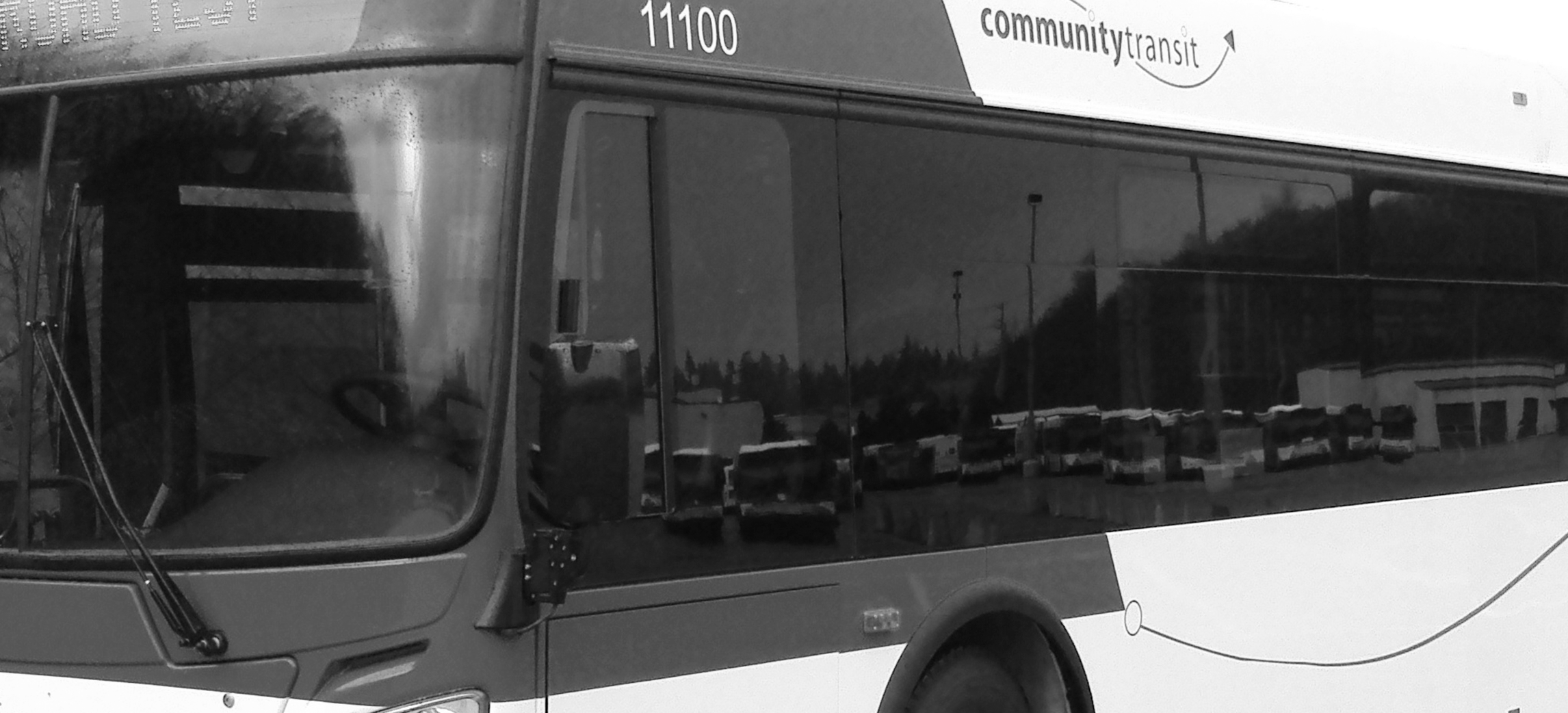 Transit bus close-up of windows